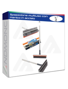 Spazzolone multiuso con manico in acciaio, allungabile 110cm