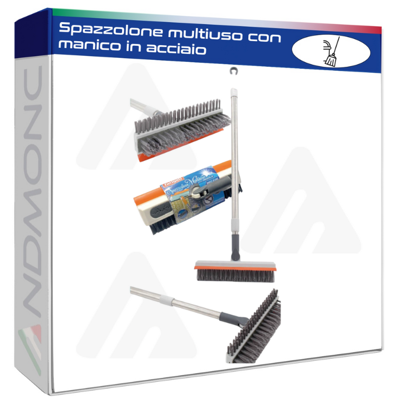 Spazzolone multiuso con manico in acciaio, allungabile 110cm