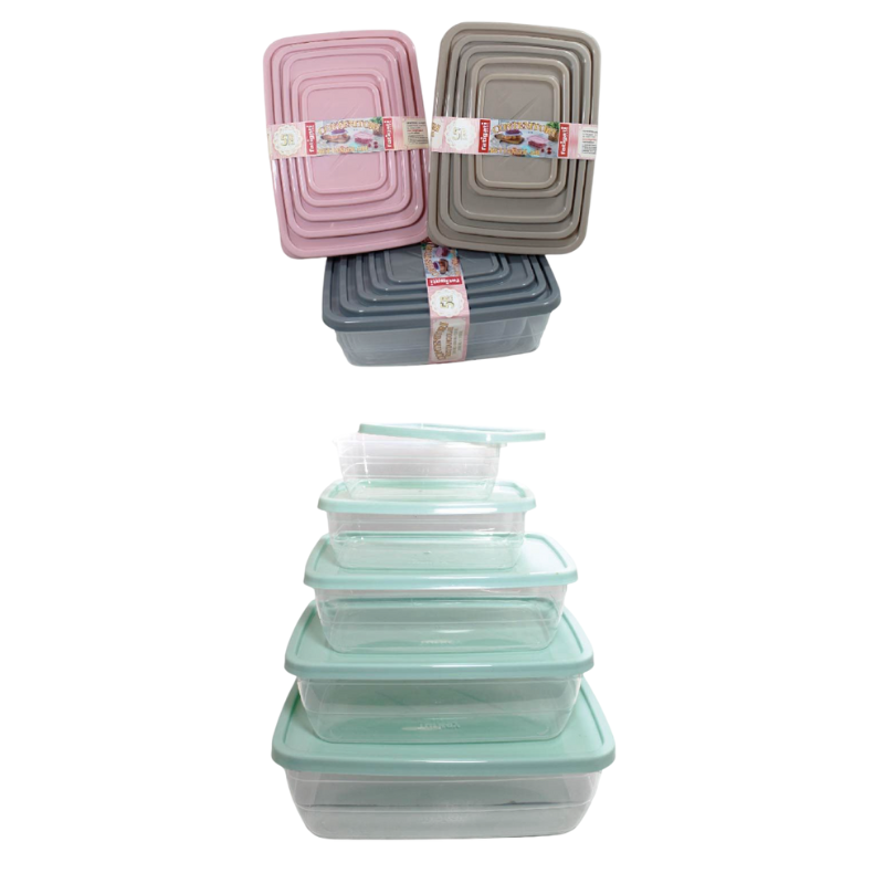 5pezzi Contenitori rettangolare trasparente...