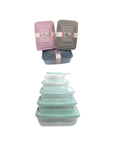 5pezzi Contenitori rettangolare trasparente Plastica