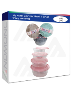 4 pezzi Contenitori Tondi trasparente
