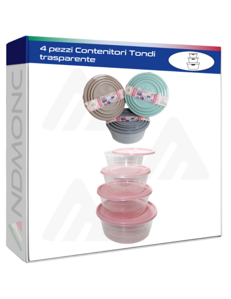 4 pezzi Contenitori Tondi trasparente