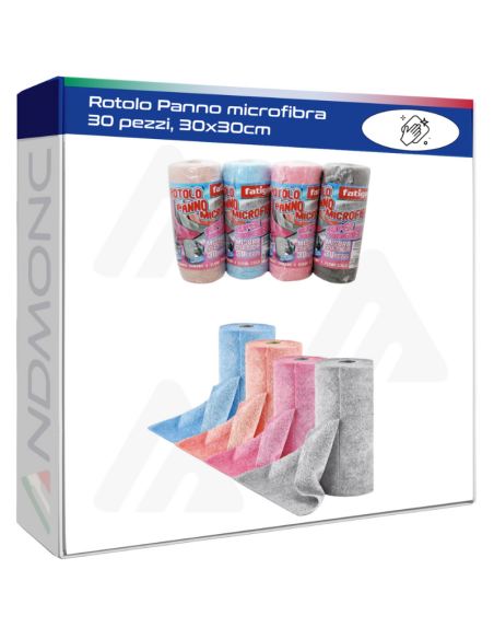 Rotolo Panno microfibra 30 pezzi, 30x30cm