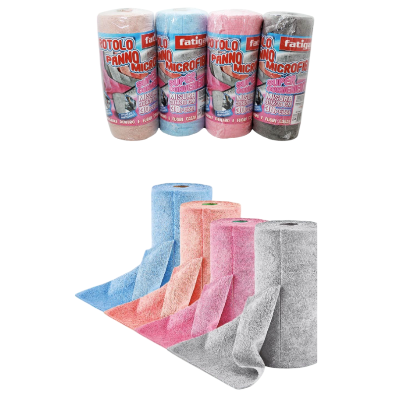 Rotolo Panno microfibra 30 pezzi, 30x30cm