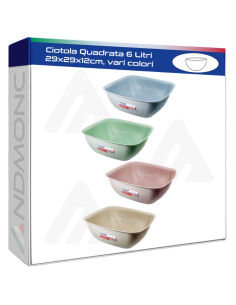 Ciotola Quadrata 6 Litri 29x29x12cm, vari colori