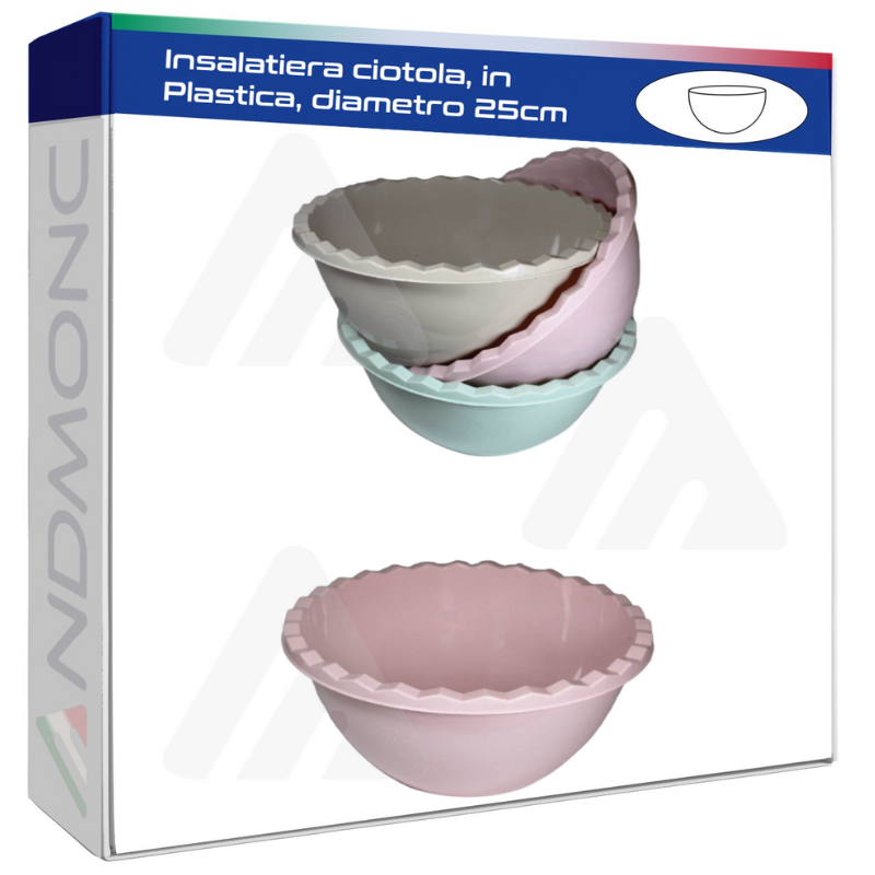 Insalatiera ciotola, in Plastica, diametro 25cm