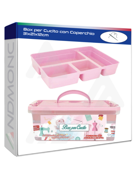 Box per Cucito con Coperchio 31x21x12cm
