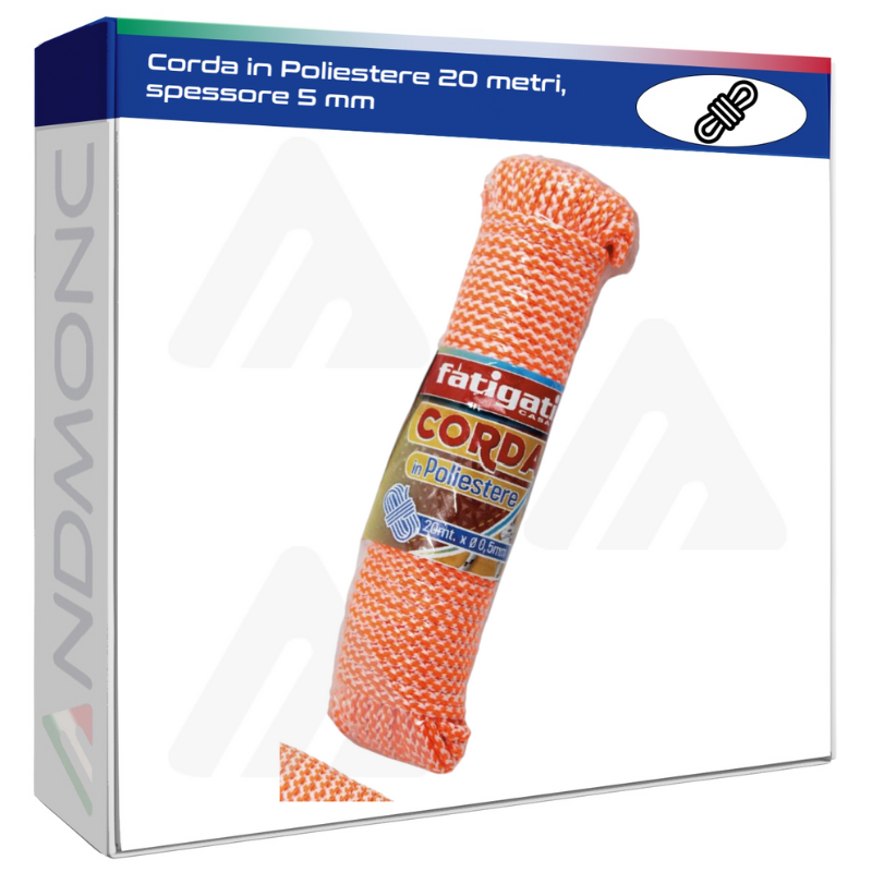 Corda in Poliestere 20 metri, 5 mm diametro