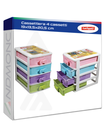 Cassettiera 4 cassetti 19x13,5x20,5 cm