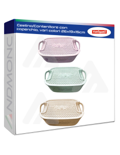 Cestino/Contenitore con coperchio, vari colori 26x19x15cm
