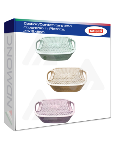 Cestino/Contenitore con coperchio in Plastica, 23x16x11cm