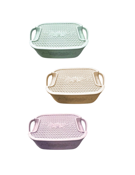 Cestino/Contenitore con coperchio in Plastica, 23x16x11cm