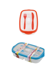Contenitore per Pasti in Plastica con posate 24x16cm 2