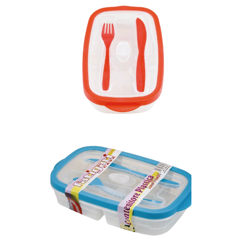 Contenitore per Pasti in Plastica con posate...