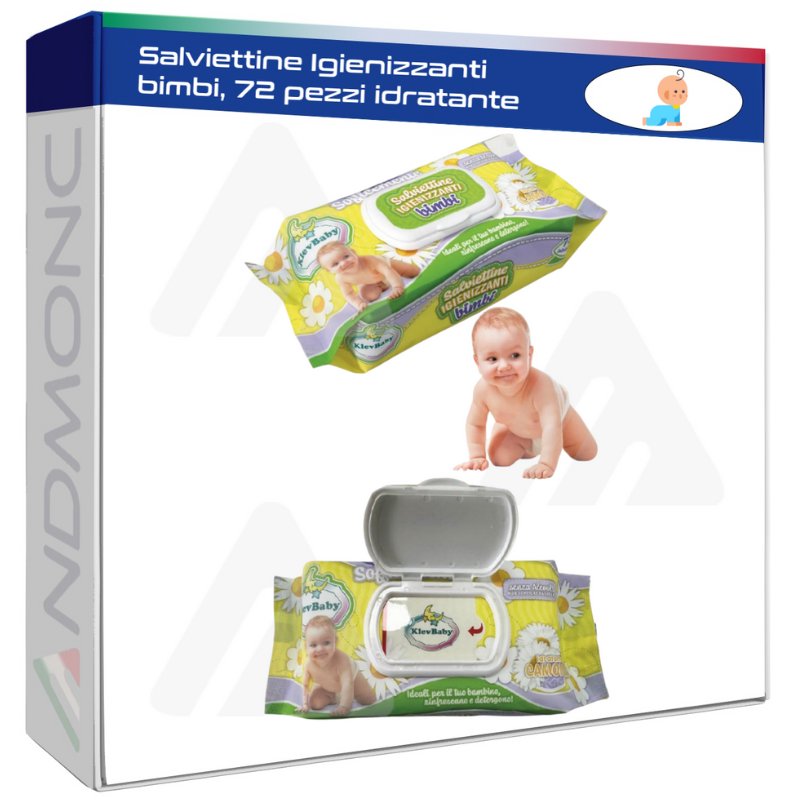 Salviettine Igienizzanti bimbi, senza alcool, 72pz.
