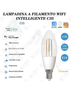 Lampadina a filamento Wi-Fi Intelligente C35, E14, 4,5W,... 2