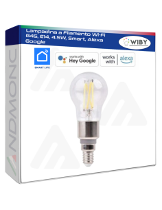 Lampadina a Filamento Wi-Fi G45, E14, 4.5W, Smart, Alexa...