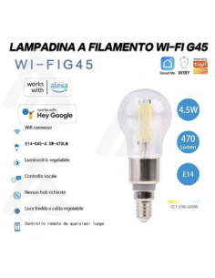 Lampadina a Filamento Wi-Fi G45, E14, 4.5W, Smart, Alexa... 2