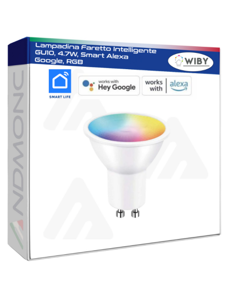 Lampadina Faretto Intelligente GU10, 4.7W, Smart Alexa Google, RGB