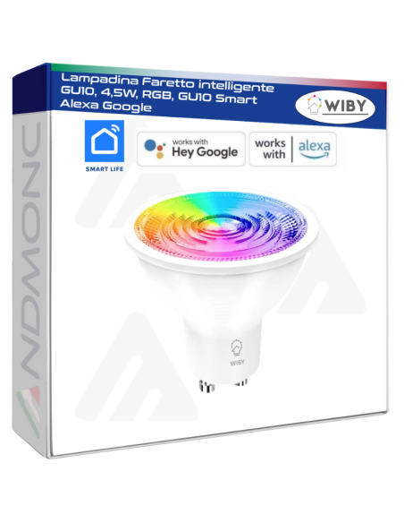 Lampadina Faretto intelligente GU10, 4,5W, RGB, GU10 Smart Alexa Google