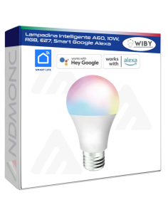 Lampadina Intelligente A60, 10W, RGB, E27, Smart Google...