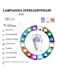 Lampadina Intelligente A60, 10W, RGB, E27, Smart Google... 2
