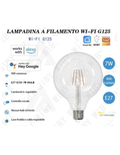 Lampadina a filamento Wi-Fi G125, E27, 7W, Smart Alexa... 2