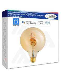 Lampadina a filamento Wi-Fi Intelligente, RGB, 4,9W, E27,...