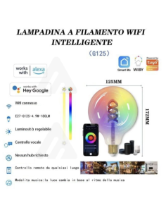 Lampadina a filamento Wi-Fi Intelligente, RGB, 4,9W, E27,... 2