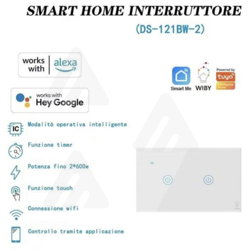 Smart Home Interruttore 2 Pulsanti, Alexa...