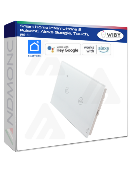 Smart Home Interruttore 2 Pulsanti, Alexa Google, Touch, Wi-Fi