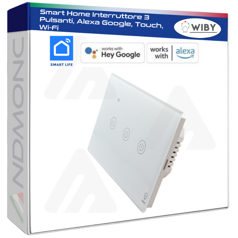 Smart Home Interruttore 3 Pulsanti, Alexa Google, Touch, Wi-Fi
