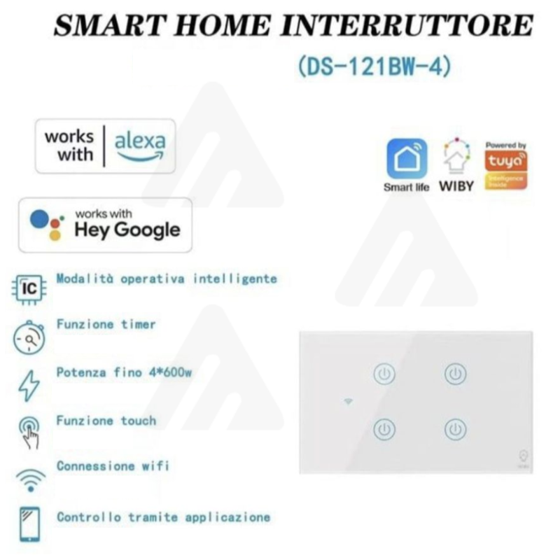 Smart Home Interruttore 4 Pulsanti, Alexa...