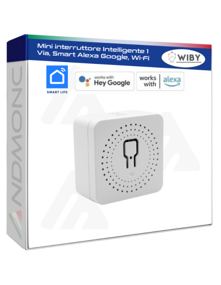 Mini interruttore Intelligente 1 Via, Smart Alexa Google, Wi-Fi
