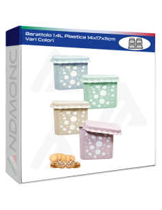 Barattolo 1.4L Plastica 14x17x11cm Vari Colori