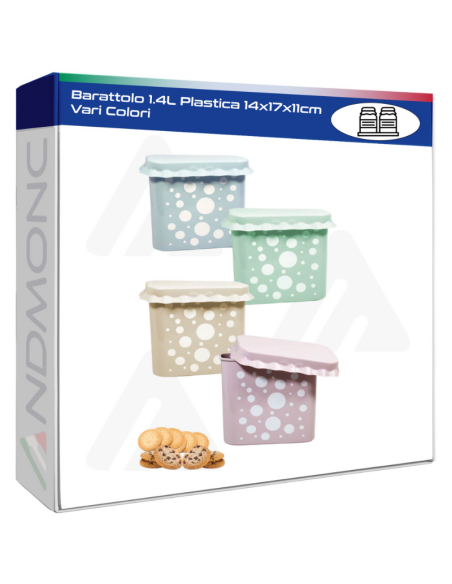 Barattolo 1.4L Plastica 14x17x11cm Vari Colori