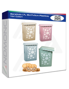 Barattolo 1.7L 18x17x11cm Plastica, Vari Colori