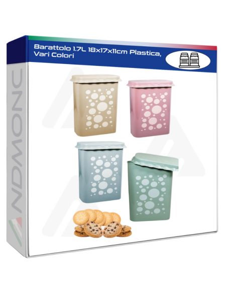 Barattolo 1.7L 18x17x11cm Plastica, Vari Colori