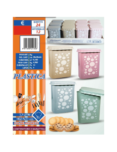 Barattolo 1.7L 18x17x11cm Plastica, Vari Colori 2