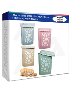 Barattolo 2.5L 24x17x11cm, Plastica, Vari Colori