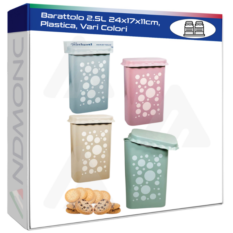 Barattolo 2.5L 24x17x11cm, Plastica, Vari Colori