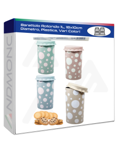 Barattolo Rotondo 1L, 18x10cm Diametro, Plastica, Vari...