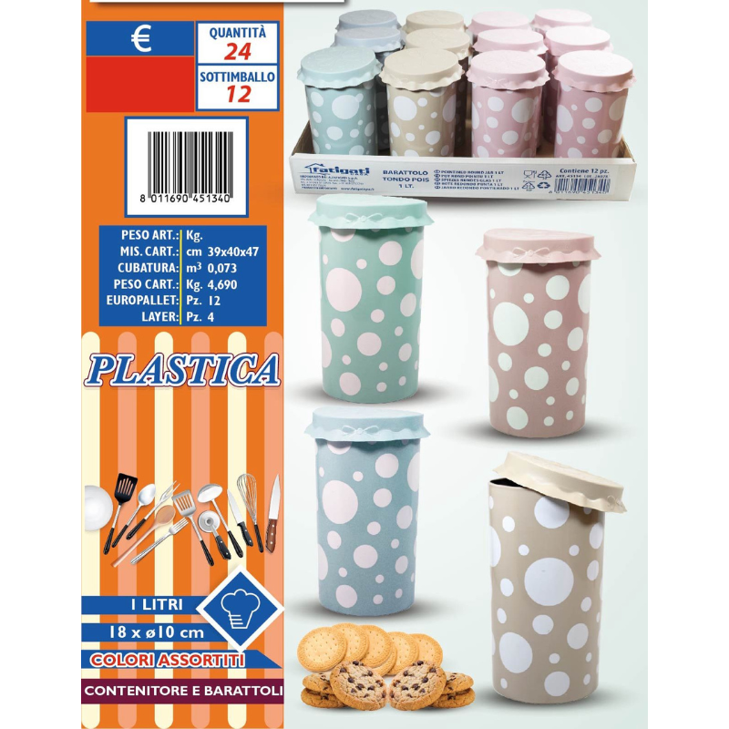 Barattolo Rotondo 1L, 18x10cm Diametro,...