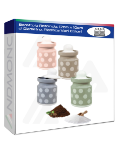 Barattolo Rotondo, 17cm x 10cm di Diametro, Plastica Vari...