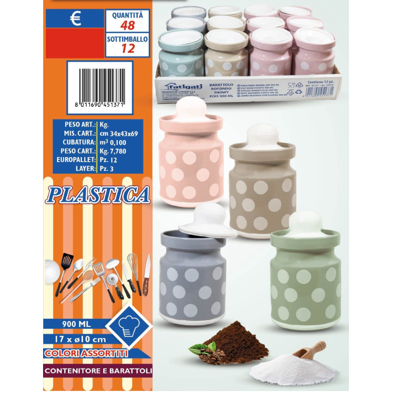 Barattolo Rotondo, 17cm x 10cm di Diametro,...