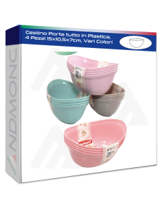 Cestino Porta tutto in Plastica, 4 Pezzi 15x10,5x7cm,...
