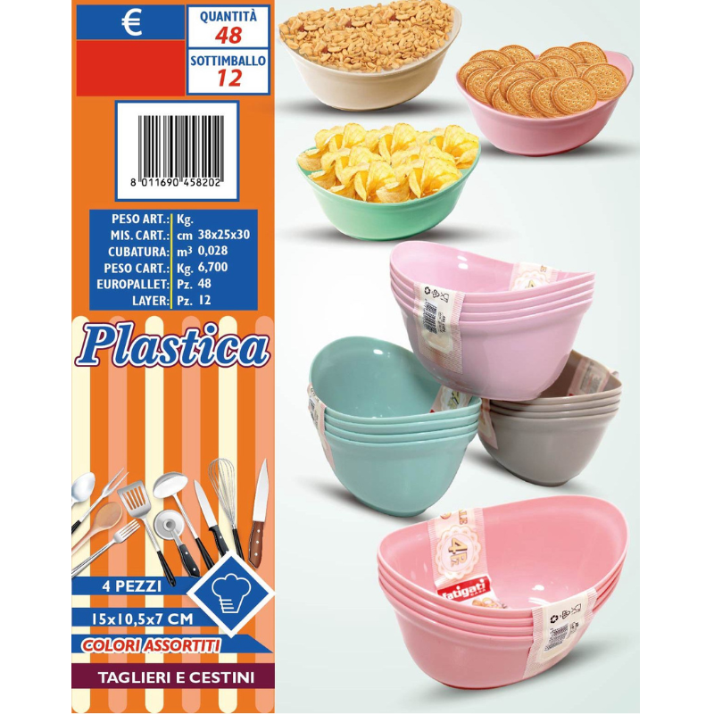 Cestino Porta tutto in Plastica, 4 Pezzi...