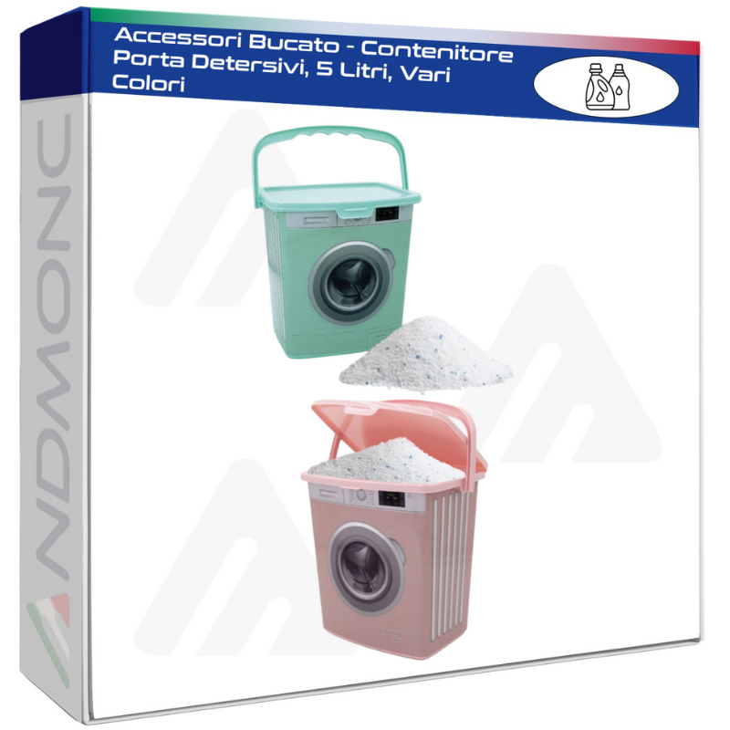 Accessori Bucato - Contenitore Porta Detersivi, 5 Litri, Vari Colori