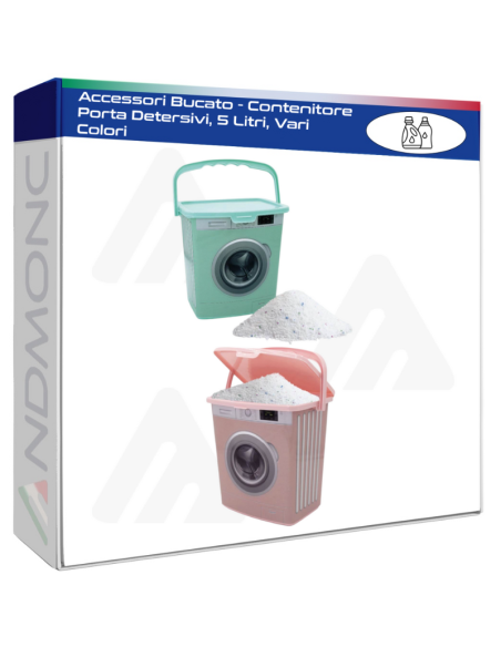Accessori Bucato - Contenitore Porta Detersivi, 5 Litri, Vari Colori