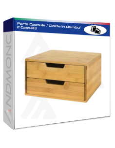Porta Capsule / Cialde in Bambu' 2 Cassetti